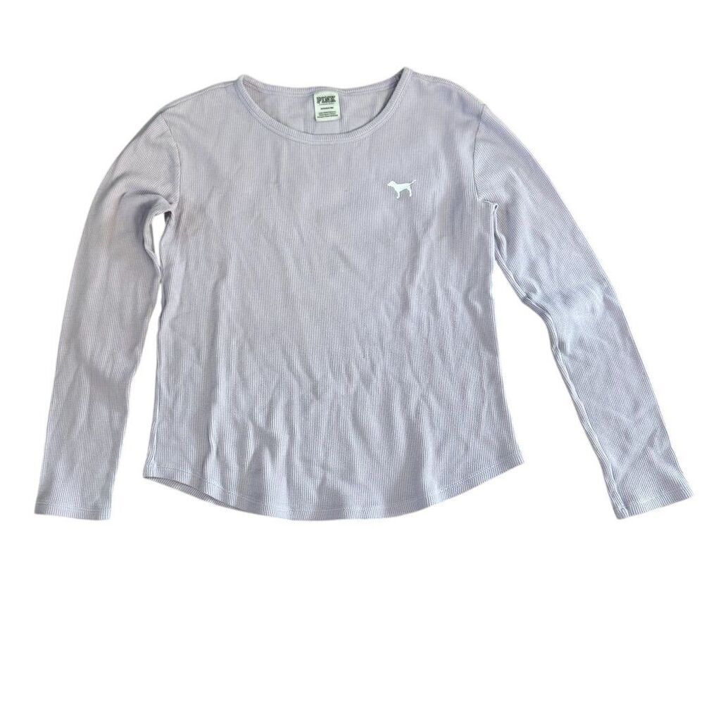 PINK Victoria's Secret Waffle Knit Long Sleeve Shirt Size Small